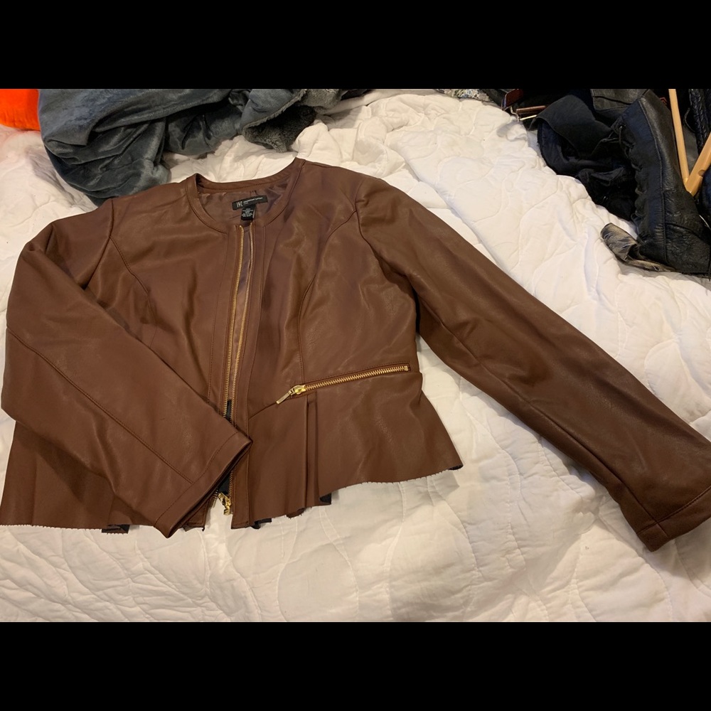 Brown Faux Leather Jacket